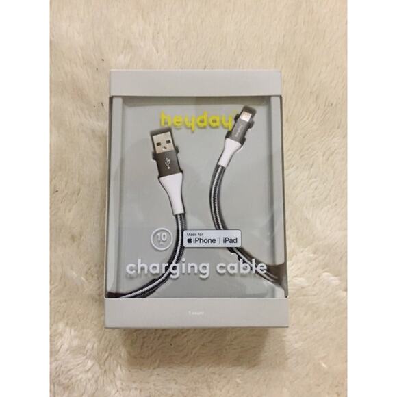 heyday™ 10' Lightning to USB-A Braided Cable - B/W/Gunmetal - Picture 1 of 1